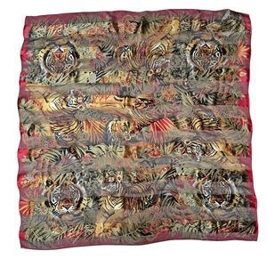 Vintage Tie Rack Tiger Print Silk Scarf NWT